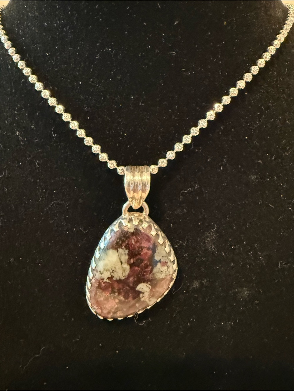 Sterling Silver Purple and White Stone Pendant Necklace
